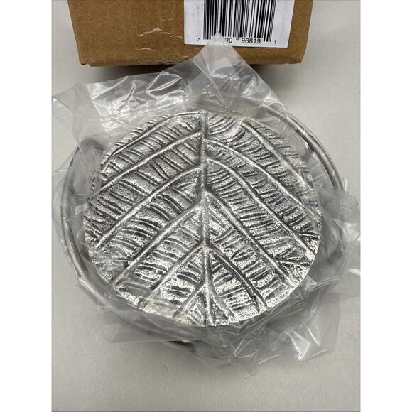 Cruiser’s Caché Drink Coasters with Holder, Embossed Leaf Pattern Set of 4 Metal - Picture 7 of 8